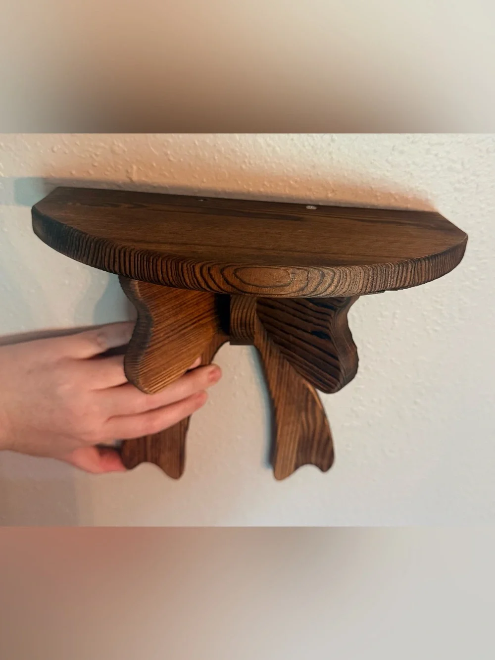 Handcrafted Wooden Bow Wall Shelf - Brown